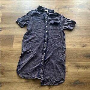 Umgee Dark Blue Casual Button Down Shirt Dress
